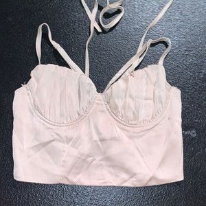 tan silk crop top